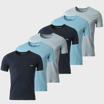 BOSS - Lote de 6 camisetas 50532470 Azul marino Azul claro Turquesa